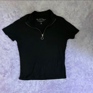 Hollister Black Zipper Crop Top